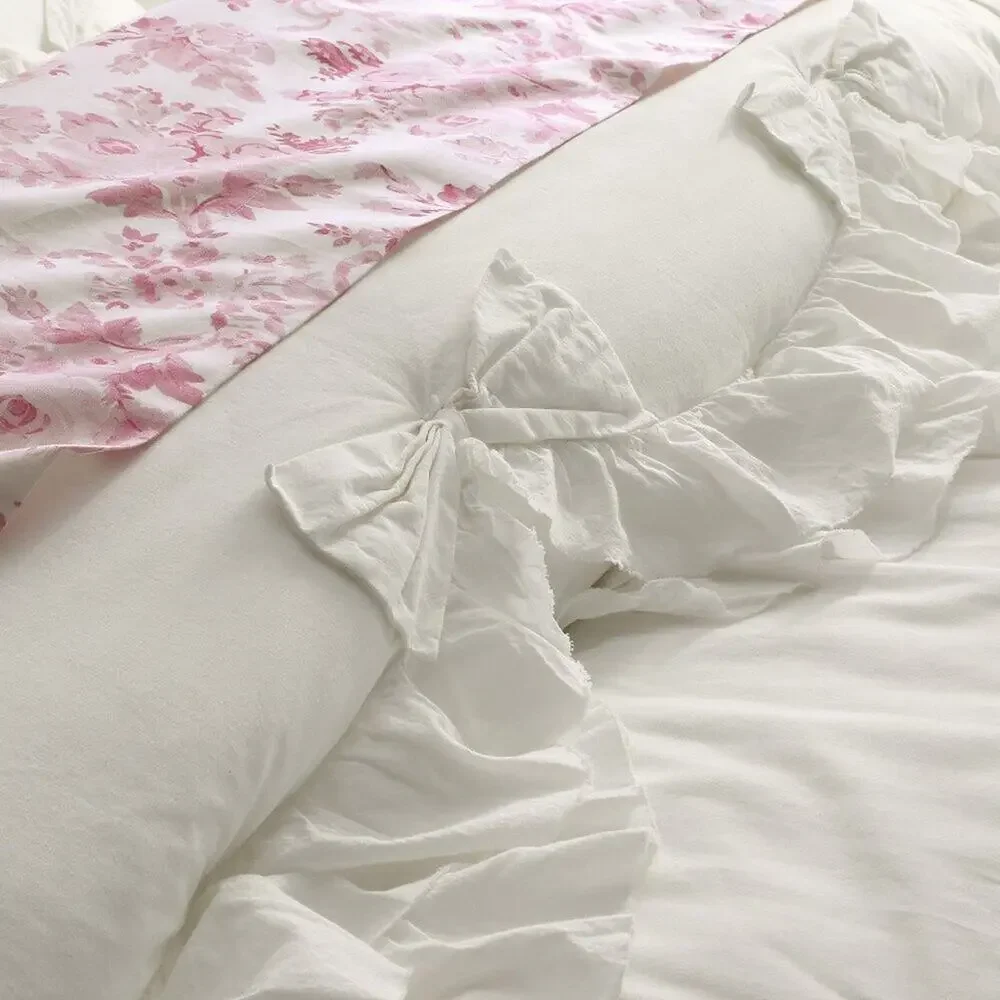 LoveShackFancy Ruffle Bow Quilt Ivory Full Queen Bedding Cotton NEW